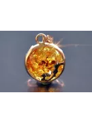 Rose soviétique russe 14k 585 pendentif ambre or vpab001